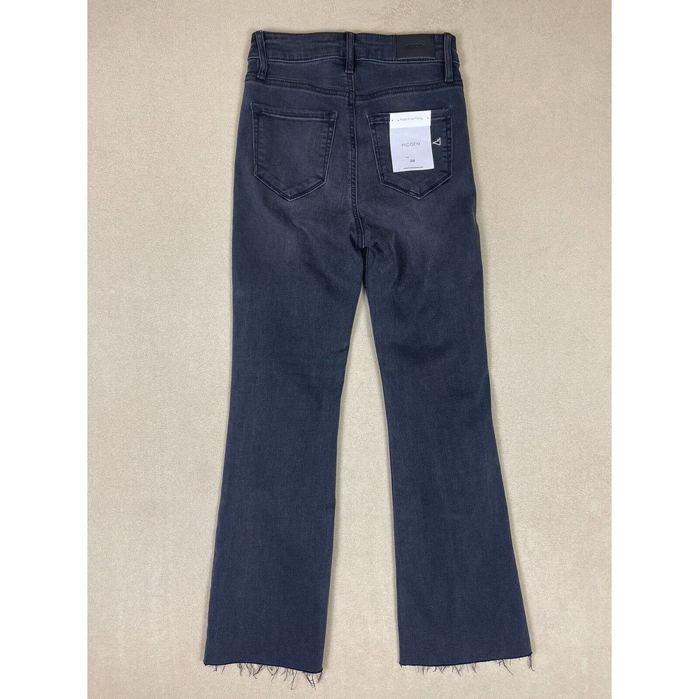Hidden Happi Crop Flare Jeans Womens 24 Black Button Fly Pockets NWT - Picture 13 of 14